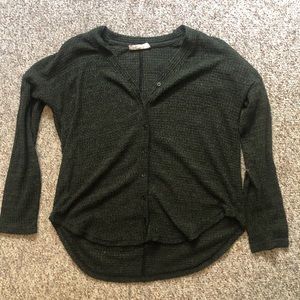 Dark Green Waffle Knit Longsleeve Top